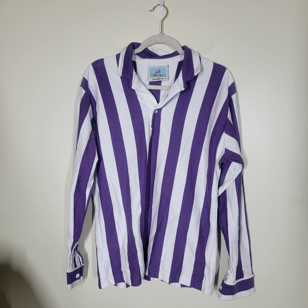 Sports D'epoque × Rowing Blazers Button Up Rugby Shirt Purple Stripe Size Medium